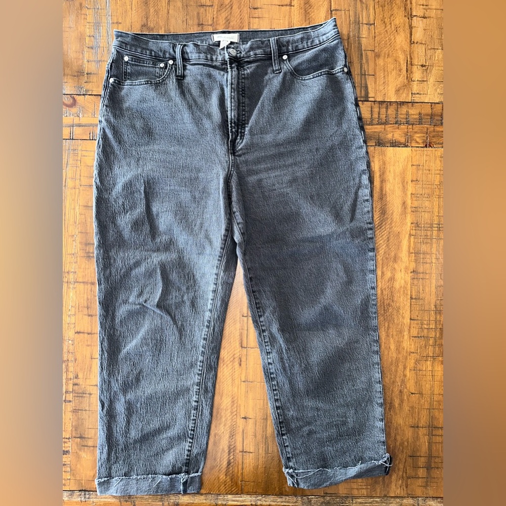 Madewell The Perfect Vintage Straight Jean Gray Ankle Denim Jeans Capri Length